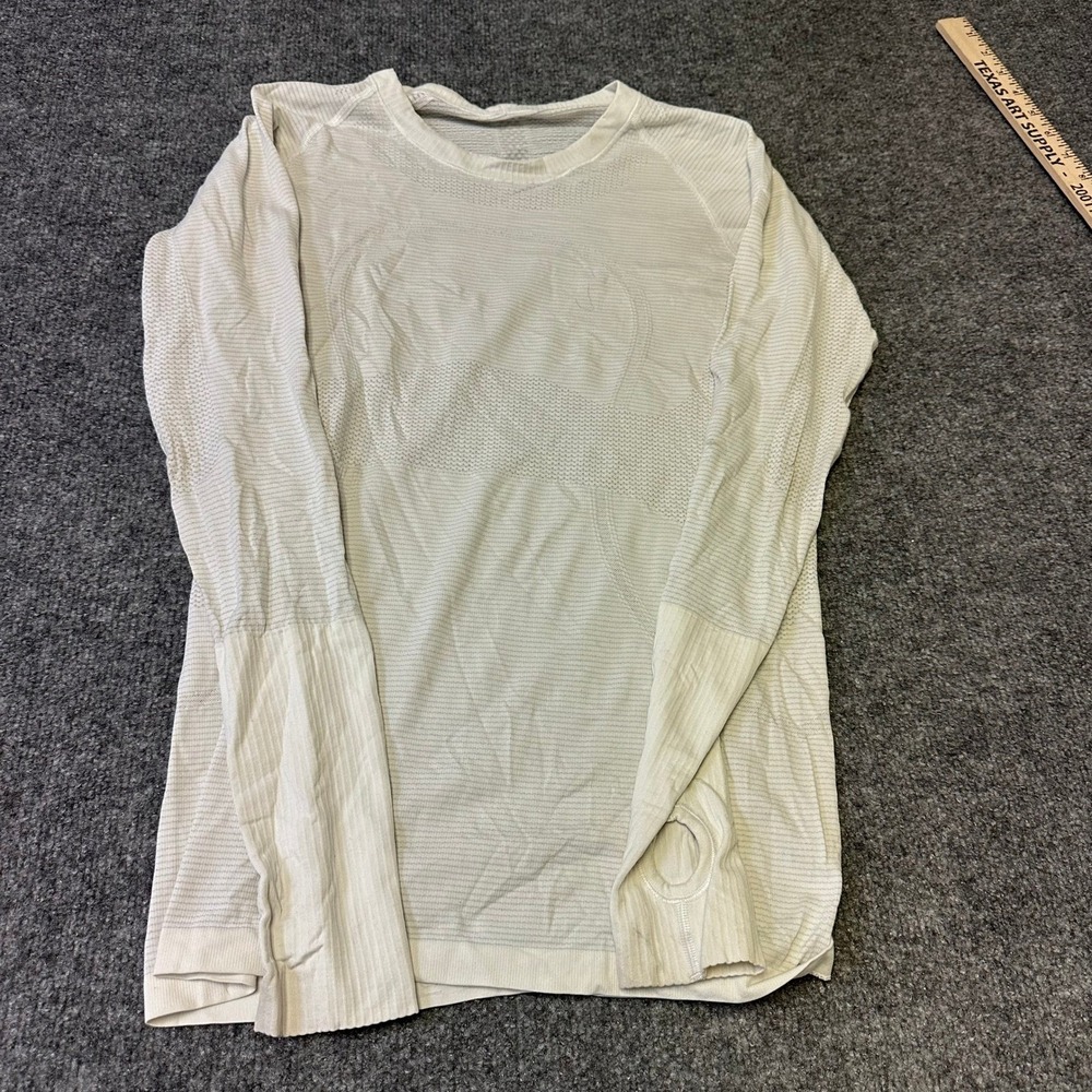 Lululemon Long Sleeve Shirt Womens Size 4 Grey Swiftly Tech Mesh Thumbholes Good